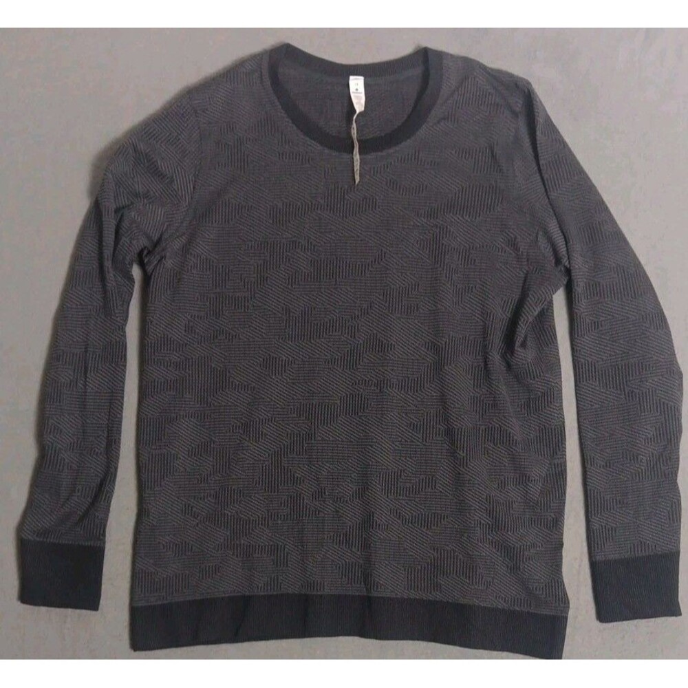 Lululemon Top Womens 12 Swiftly Breathe Long Sleeve Vented Camo Black Athletic